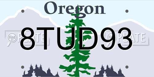 8TUD93 Oregon License Plate