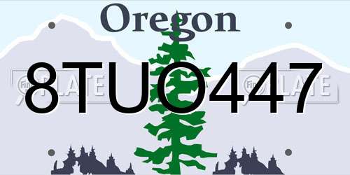 8TUO447 Oregon License Plate