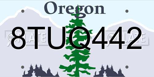 8TUQ442 Oregon License Plate