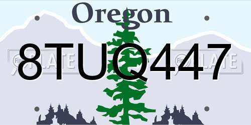 8TUQ447 Oregon License Plate