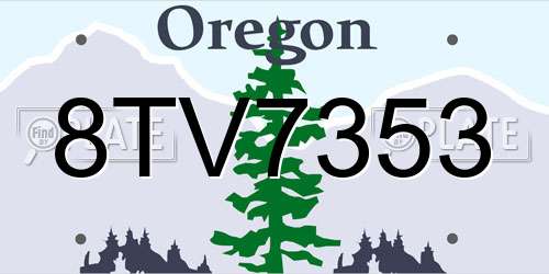 8TV7353 Oregon License Plate