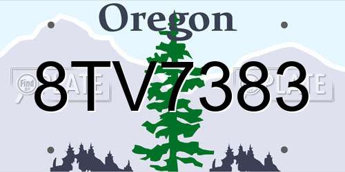 8TV7383 Oregon License Plate