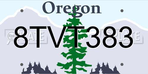 8TVT383 Oregon License Plate