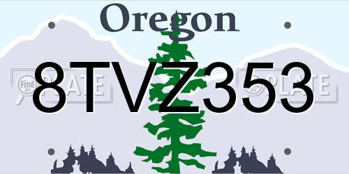 8TVZ353 Oregon License Plate