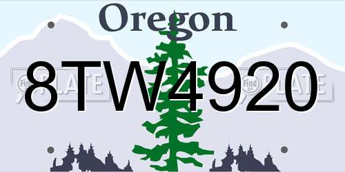 8TW4920 Oregon License Plate