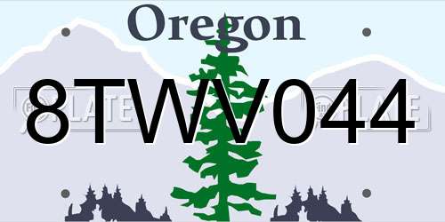 8TWV044 Oregon License Plate