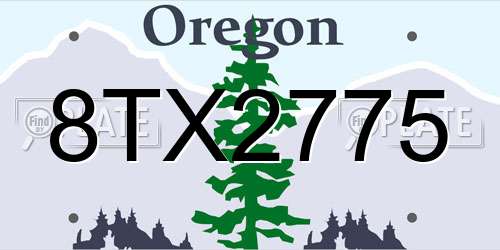 8TX2775 Oregon License Plate
