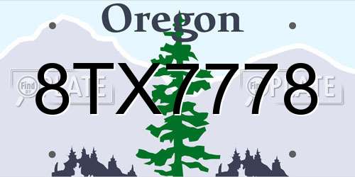 8TX7778 Oregon License Plate