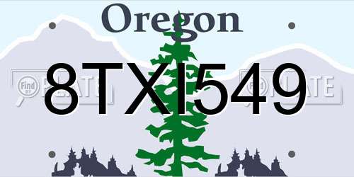8TXI549 Oregon License Plate