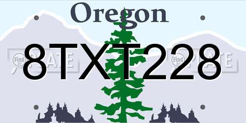 8TXT228 Oregon License Plate