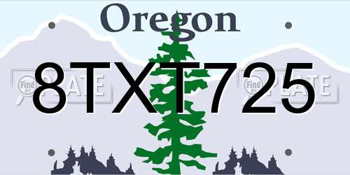 8TXT725 Oregon License Plate