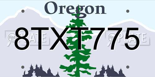 8TXT775 Oregon License Plate