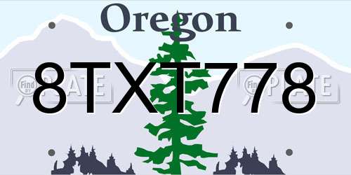 8TXT778 Oregon License Plate