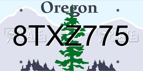 8TXZ775 Oregon License Plate
