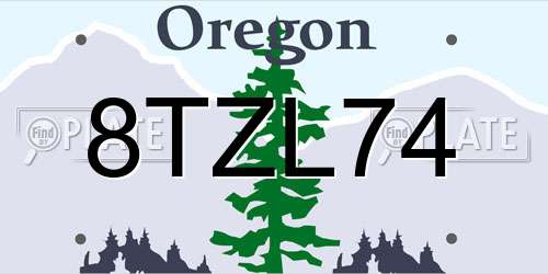 8TZL74 Oregon License Plate