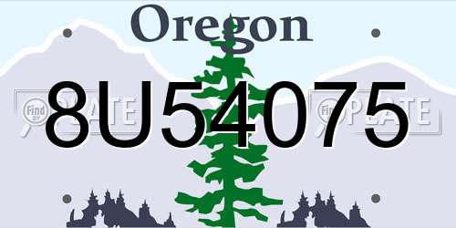 8U54075 Oregon License Plate