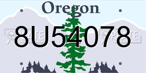 8U54078 Oregon License Plate