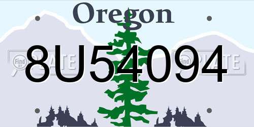 8U54094 Oregon License Plate