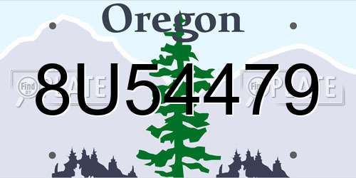8U54479 Oregon License Plate