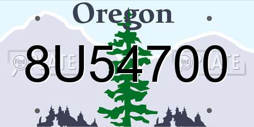 8U54700 Oregon License Plate
