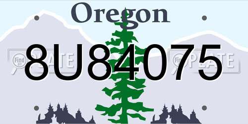 8U84075 Oregon License Plate