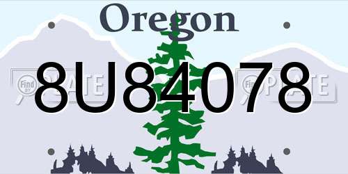 8U84078 Oregon License Plate