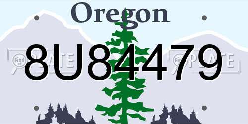 8U84479 Oregon License Plate