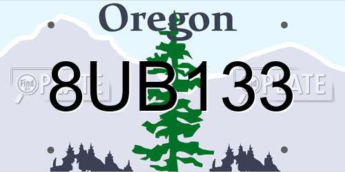 8UB133 Oregon License Plate