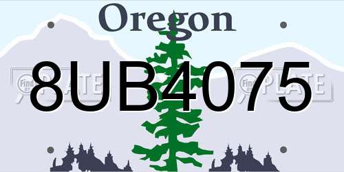 8UB4075 Oregon License Plate