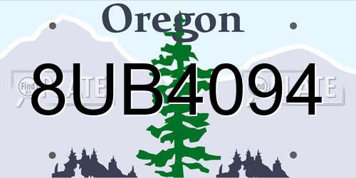 8UB4094 Oregon License Plate