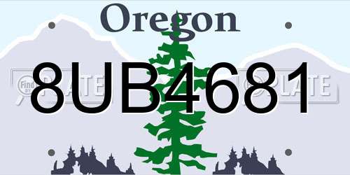 8UB4681 Oregon License Plate