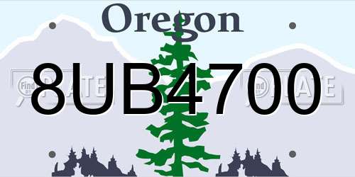 8UB4700 Oregon License Plate