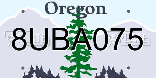 8UBA075 Oregon License Plate