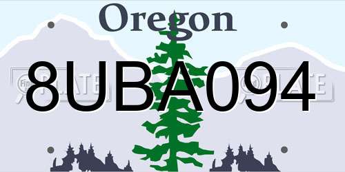 8UBA094 Oregon License Plate