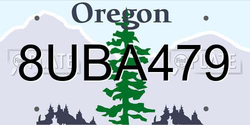 8UBA479 Oregon License Plate