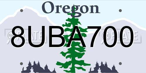 8UBA700 Oregon License Plate