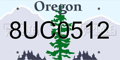 8UC0512 Oregon License Plate