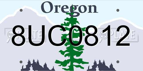 8UC0812 Oregon License Plate