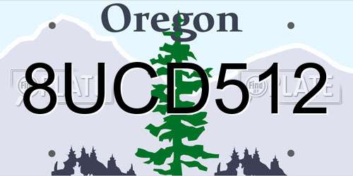 8UCD512 Oregon License Plate