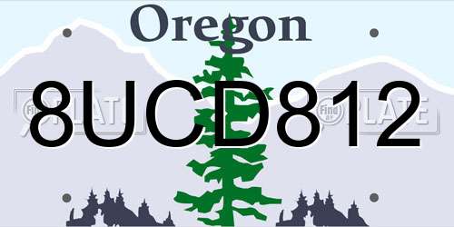 8UCD812 Oregon License Plate