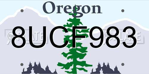 8UCF983 Oregon License Plate