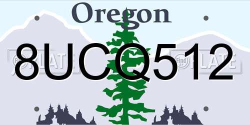 8UCQ512 Oregon License Plate