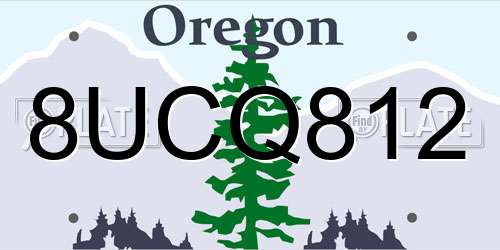 8UCQ812 Oregon License Plate