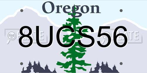 8UCS56 Oregon License Plate