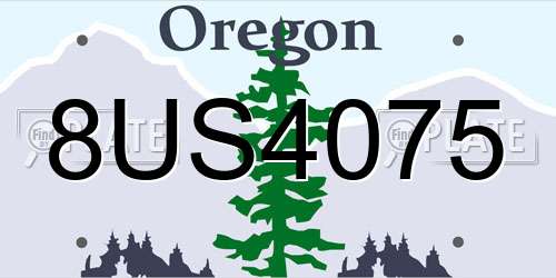 8US4075 Oregon License Plate