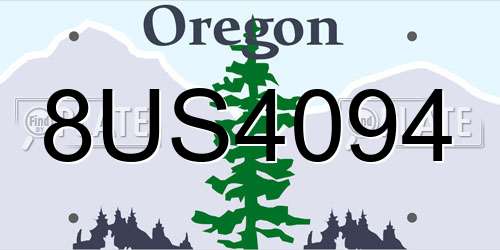 8US4094 Oregon License Plate