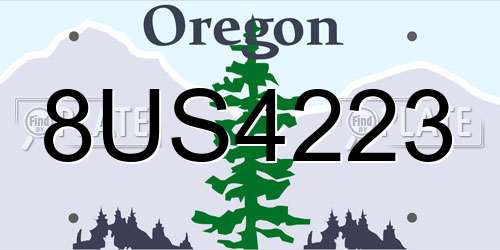 8US4223 Oregon License Plate