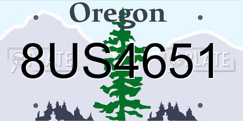 8US4651 Oregon License Plate