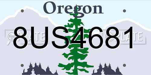 8US4681 Oregon License Plate