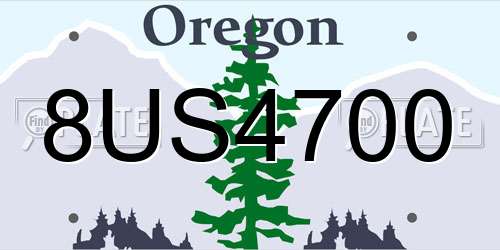 8US4700 Oregon License Plate